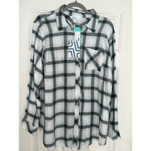 Market & Spruce Maeve Cozy Boyfriend Fit Woven Top - size 1X